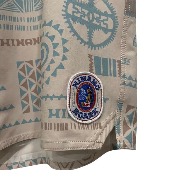 NWT Mens Roark Blue Tan Passage 17 Inch Hinano Vahine Boardshorts Size 38 - Picture 13 of 14